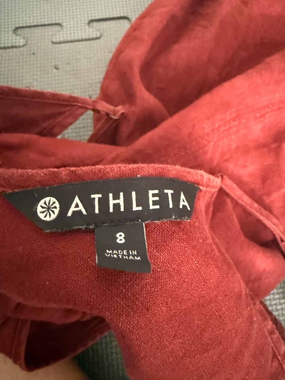 Athleta Cinnamon La Paz Wide Leg Linen Romper- Pockets- Adjustable Strap- 8 - Picture 10 of 13